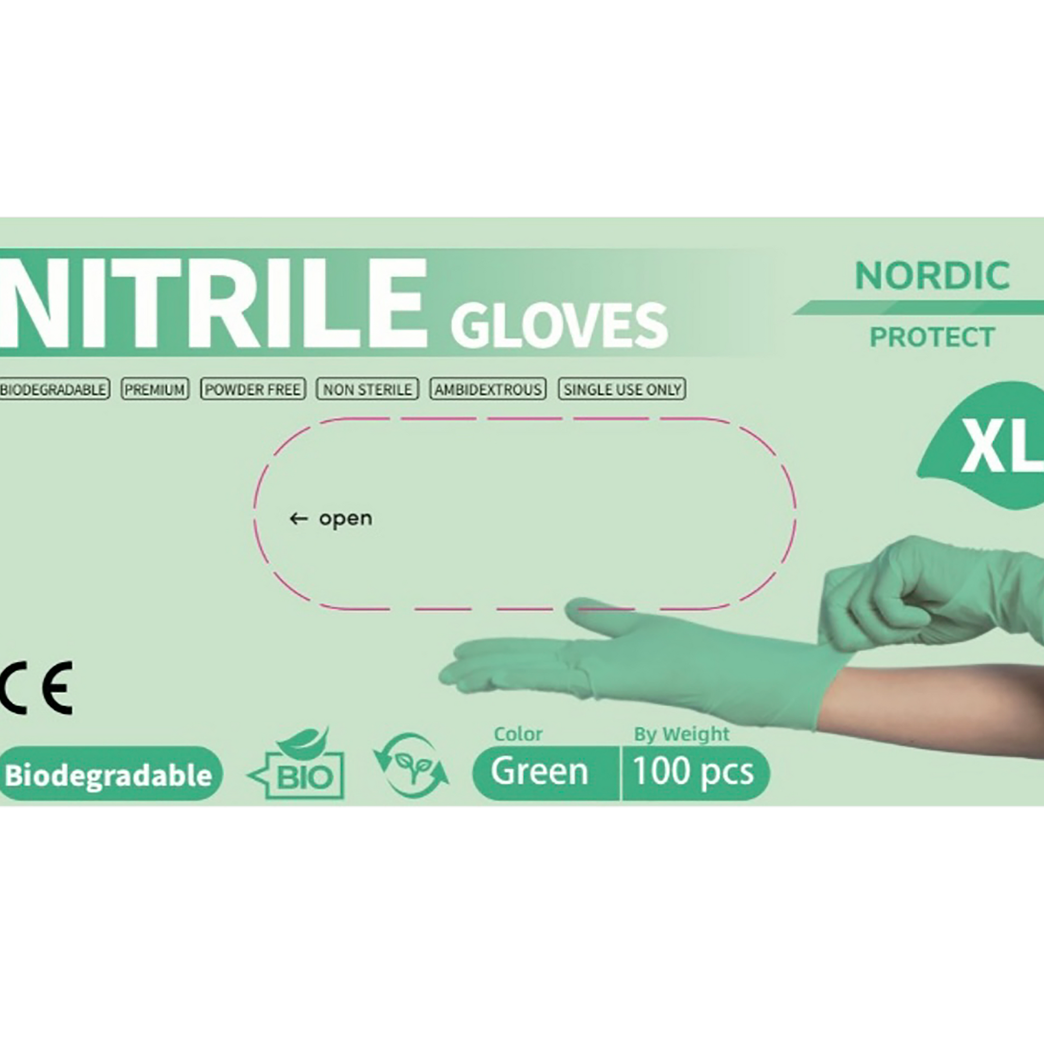 Bionedbrydelige Nitrilhandsker, str. XL